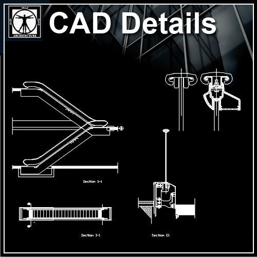 Free Escalator Detail 1 - CAD Design | Download CAD Drawings | AutoCAD Blocks | AutoCAD Symbols | CAD Drawings | Architecture Details│Landscape Details | See more about AutoCAD, Cad Drawing and Architecture Details