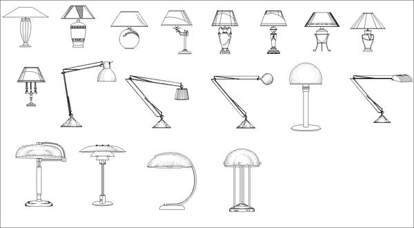 ☆【 Modern Table Lamp Autocad Blocks】-All kinds of Autocad