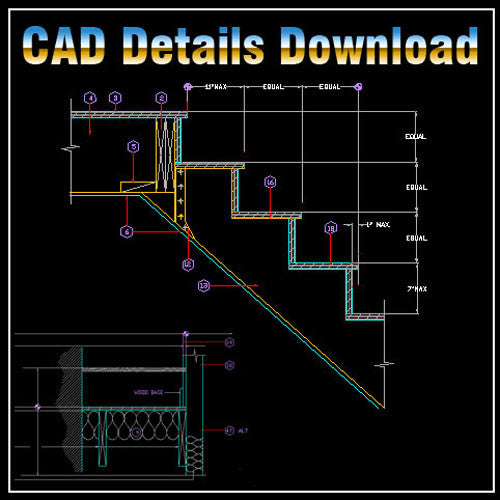 Stair Details - CAD Design | Download CAD Drawings | AutoCAD Blocks | AutoCAD Symbols | CAD Drawings | Architecture Details│Landscape Details | See more about AutoCAD, Cad Drawing and Architecture Details