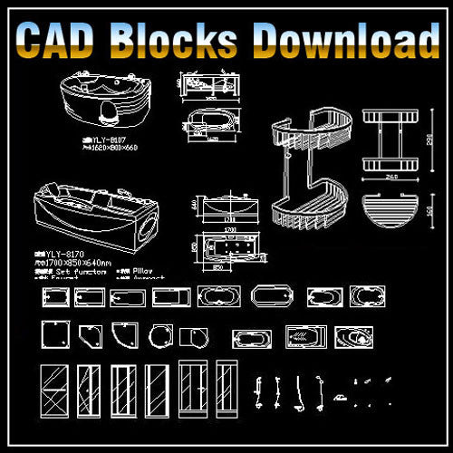 Bathroom Blocks Bundle - CAD Design | Download CAD Drawings | AutoCAD Blocks | AutoCAD Symbols | CAD Drawings | Architecture Details│Landscape Details | See more about AutoCAD, Cad Drawing and Architecture Details