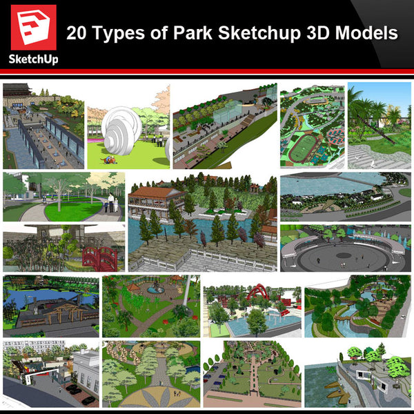 đăSketchup Architecture 3D Projectsă20 Types of Park Landscape Sketchup Model V2 - CAD Design | Download CAD Drawings | AutoCAD Blocks | AutoCAD Symbols | CAD Drawings | Architecture DetailsâLandscape Details | See more about AutoCAD, Cad Drawing and Architecture Details