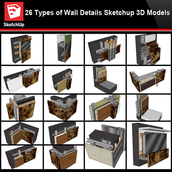 💎【Best 26 Types Wall Details Sketchup 3D Detail Models】Sketchup Wall Details - CAD Design | Download CAD Drawings | AutoCAD Blocks | AutoCAD Symbols | CAD Drawings | Architecture Details│Landscape Details | See more about AutoCAD, Cad Drawing and Architecture Details