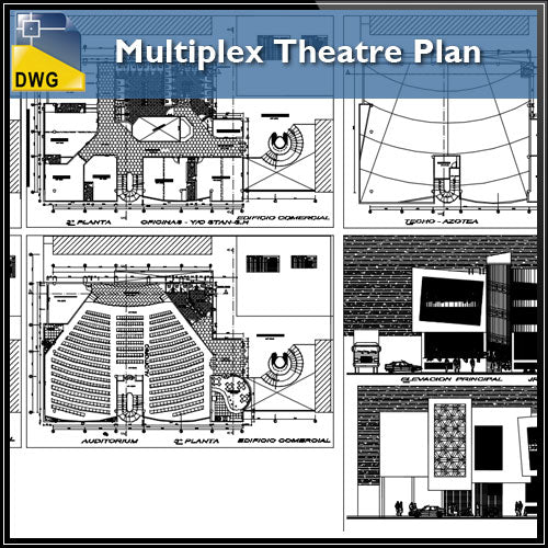 Multiplex Theatre Plan - CAD Design | Download CAD Drawings | AutoCAD Blocks | AutoCAD Symbols | CAD Drawings | Architecture Details│Landscape Details | See more about AutoCAD, Cad Drawing and Architecture Details