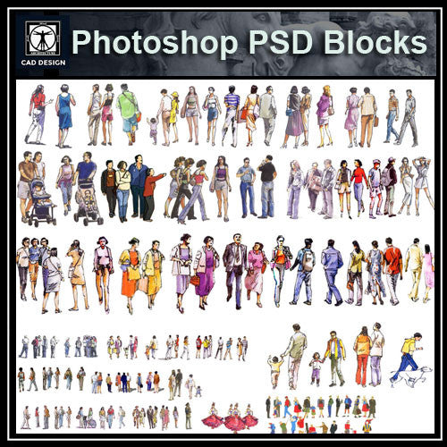 Hand-painted PSD People Blocks 1 - CAD Design | Download CAD Drawings | AutoCAD Blocks | AutoCAD Symbols | CAD Drawings | Architecture Details│Landscape Details | See more about AutoCAD, Cad Drawing and Architecture Details
