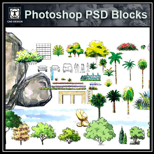 Hand-painted PSD Landscape elevation 1 - CAD Design | Download CAD Drawings | AutoCAD Blocks | AutoCAD Symbols | CAD Drawings | Architecture Details│Landscape Details | See more about AutoCAD, Cad Drawing and Architecture Details