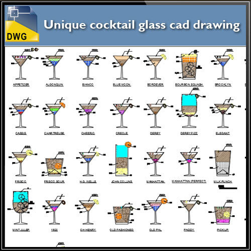 Unique cocktail glass cad drawing - CAD Design | Download CAD Drawings | AutoCAD Blocks | AutoCAD Symbols | CAD Drawings | Architecture Details│Landscape Details | See more about AutoCAD, Cad Drawing and Architecture Details