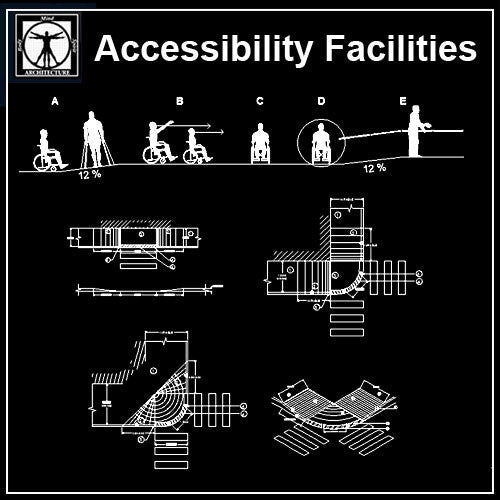 Free Accessibility Facilities V1 - CAD Design | Download CAD Drawings | AutoCAD Blocks | AutoCAD Symbols | CAD Drawings | Architecture Details│Landscape Details | See more about AutoCAD, Cad Drawing and Architecture Details