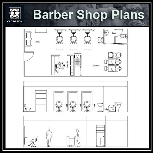 Barber Shop  Plans - CAD Design | Download CAD Drawings | AutoCAD Blocks | AutoCAD Symbols | CAD Drawings | Architecture Details│Landscape Details | See more about AutoCAD, Cad Drawing and Architecture Details