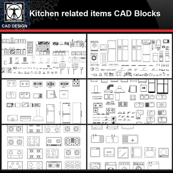 ★【Kitchen related items Autocad Blocks Collections】All kinds of Kitchen CAD Blocks - CAD Design | Download CAD Drawings | AutoCAD Blocks | AutoCAD Symbols | CAD Drawings | Architecture Details│Landscape Details | See more about AutoCAD, Cad Drawing and Architecture Details