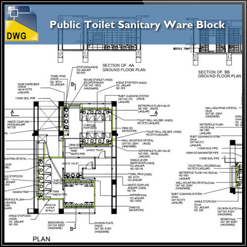 Public Toilet Sanitary Ware Block - CAD Design | Download CAD Drawings | AutoCAD Blocks | AutoCAD Symbols | CAD Drawings | Architecture Details│Landscape Details | See more about AutoCAD, Cad Drawing and Architecture Details