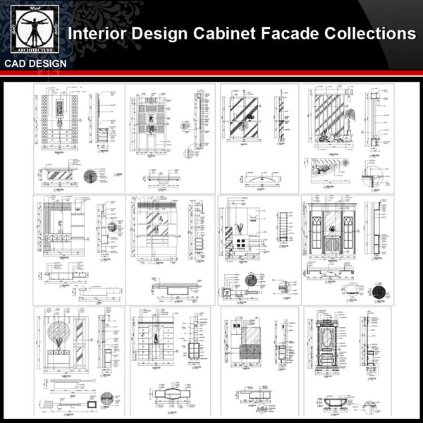 ★【Interior Design Cabinet Facade Autocad Drawings】Cabinet CAD Elevation Bundle - CAD Design | Download CAD Drawings | AutoCAD Blocks | AutoCAD Symbols | CAD Drawings | Architecture Details│Landscape Details | See more about AutoCAD, Cad Drawing and Architecture Details
