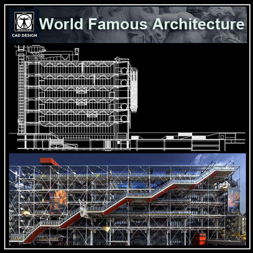 Le centre Pompidou - CAD Design | Download CAD Drawings | AutoCAD Blocks | AutoCAD Symbols | CAD Drawings | Architecture Details│Landscape Details | See more about AutoCAD, Cad Drawing and Architecture Details