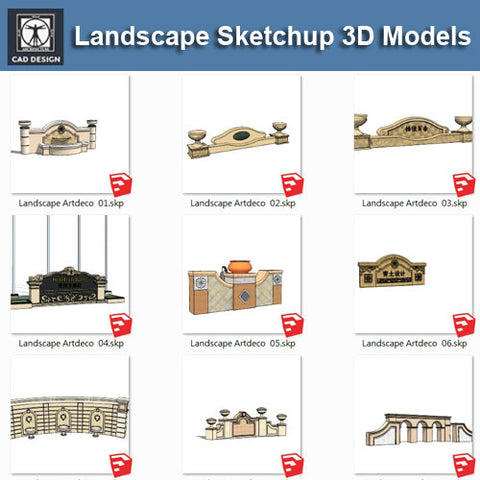 ●ArtDeco Landscape Sketchup 3D Models