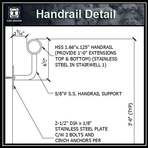 Free CAD Details-Balustrade-Handrail Detail&Wall - CAD Design | Download CAD Drawings | AutoCAD Blocks | AutoCAD Symbols | CAD Drawings | Architecture Details│Landscape Details | See more about AutoCAD, Cad Drawing and Architecture Details