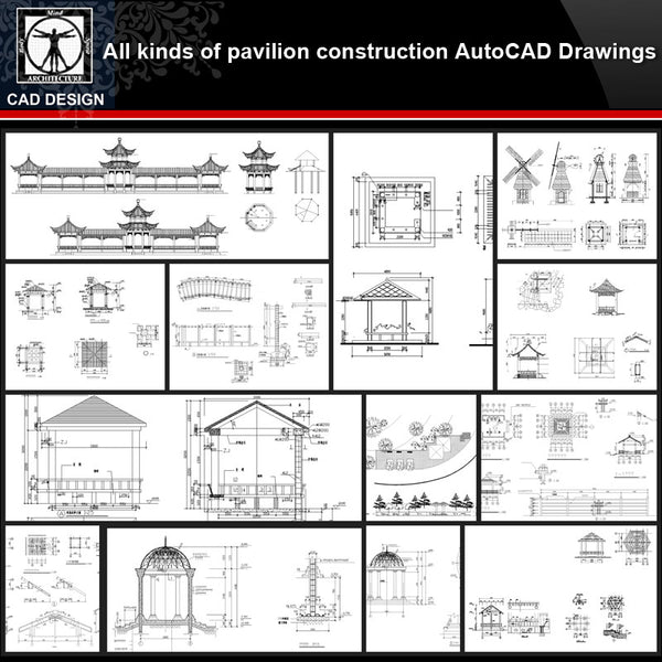 ★【Pavilion Design Details Autocad Drawings Collections】All kinds of Landscape Pavilion Details CAD Drawings - CAD Design | Download CAD Drawings | AutoCAD Blocks | AutoCAD Symbols | CAD Drawings | Architecture Details│Landscape Details | See more about AutoCAD, Cad Drawing and Architecture Details