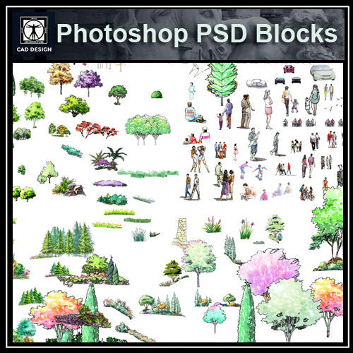 Hand-painted PSD Tree Blocks 4 - CAD Design | Download CAD Drawings | AutoCAD Blocks | AutoCAD Symbols | CAD Drawings | Architecture Details│Landscape Details | See more about AutoCAD, Cad Drawing and Architecture Details