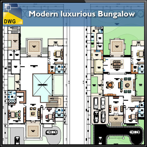 Modern luxurious Bungalow - CAD Design | Download CAD Drawings | AutoCAD Blocks | AutoCAD Symbols | CAD Drawings | Architecture Details│Landscape Details | See more about AutoCAD, Cad Drawing and Architecture Details