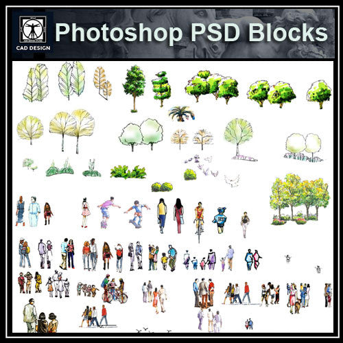 Hand-painted PSD People Blocks 2 - CAD Design | Download CAD Drawings | AutoCAD Blocks | AutoCAD Symbols | CAD Drawings | Architecture Details│Landscape Details | See more about AutoCAD, Cad Drawing and Architecture Details