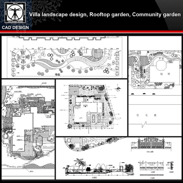 ★【Villa Landscape design,Rooftop garden,Community garden CAD Drawings Bundle V.5】All kinds of Landscape design CAD Drawings - CAD Design | Download CAD Drawings | AutoCAD Blocks | AutoCAD Symbols | CAD Drawings | Architecture Details│Landscape Details | See more about AutoCAD, Cad Drawing and Architecture Details