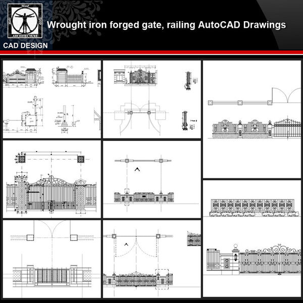 ★【Wrought iron,forged gate,railing Autocad Drawings】All kinds of Wrought iron CAD Drawings - CAD Design | Download CAD Drawings | AutoCAD Blocks | AutoCAD Symbols | CAD Drawings | Architecture Details│Landscape Details | See more about AutoCAD, Cad Drawing and Architecture Details