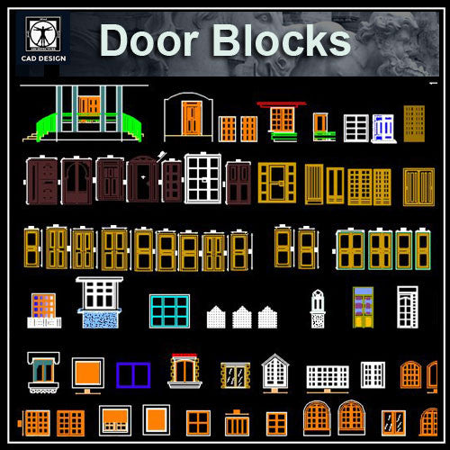 Door design blocks 2 - CAD Design | Download CAD Drawings | AutoCAD Blocks | AutoCAD Symbols | CAD Drawings | Architecture Details│Landscape Details | See more about AutoCAD, Cad Drawing and Architecture Details