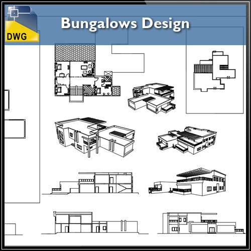 Bungalows Design - CAD Design | Download CAD Drawings | AutoCAD Blocks | AutoCAD Symbols | CAD Drawings | Architecture Details│Landscape Details | See more about AutoCAD, Cad Drawing and Architecture Details