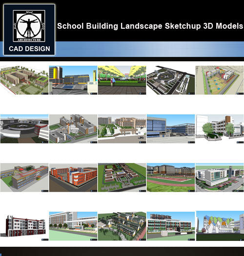 【Sketchup 3D Models】20 Types of School Design Sketchup 3D Models  V.3 - CAD Design | Download CAD Drawings | AutoCAD Blocks | AutoCAD Symbols | CAD Drawings | Architecture Details│Landscape Details | See more about AutoCAD, Cad Drawing and Architecture Details