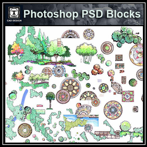 Hand-painted PSD Landscape Blocks 3 - CAD Design | Download CAD Drawings | AutoCAD Blocks | AutoCAD Symbols | CAD Drawings | Architecture Details│Landscape Details | See more about AutoCAD, Cad Drawing and Architecture Details