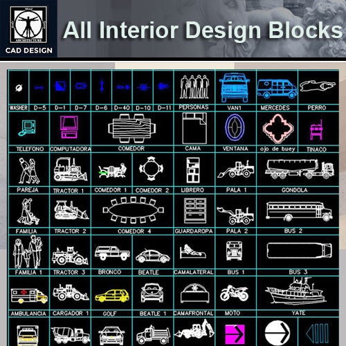 All Interior Design Blocks 3 - CAD Design | Download CAD Drawings | AutoCAD Blocks | AutoCAD Symbols | CAD Drawings | Architecture Details│Landscape Details | See more about AutoCAD, Cad Drawing and Architecture Details