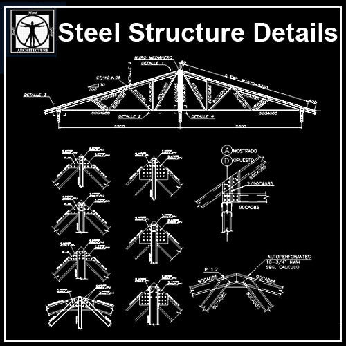 Free Steel Structure Details 4 - CAD Design | Download CAD Drawings | AutoCAD Blocks | AutoCAD Symbols | CAD Drawings | Architecture Details│Landscape Details | See more about AutoCAD, Cad Drawing and Architecture Details