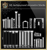 All Architectural decorative blocks V.12 - CAD Design | Download CAD Drawings | AutoCAD Blocks | AutoCAD Symbols | CAD Drawings | Architecture Details│Landscape Details | See more about AutoCAD, Cad Drawing and Architecture Details