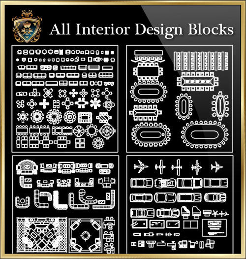 Interior Design CAD Blocks Collection V.1 - CAD Design | Download CAD Drawings | AutoCAD Blocks | AutoCAD Symbols | CAD Drawings | Architecture Details│Landscape Details | See more about AutoCAD, Cad Drawing and Architecture Details