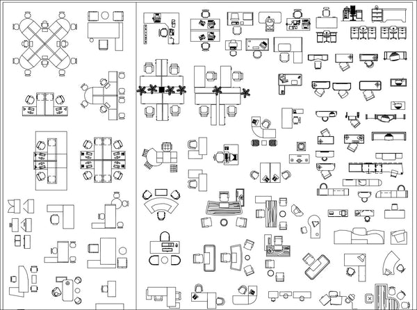 Free Cad Blocks Furniture Office Desks 500x500