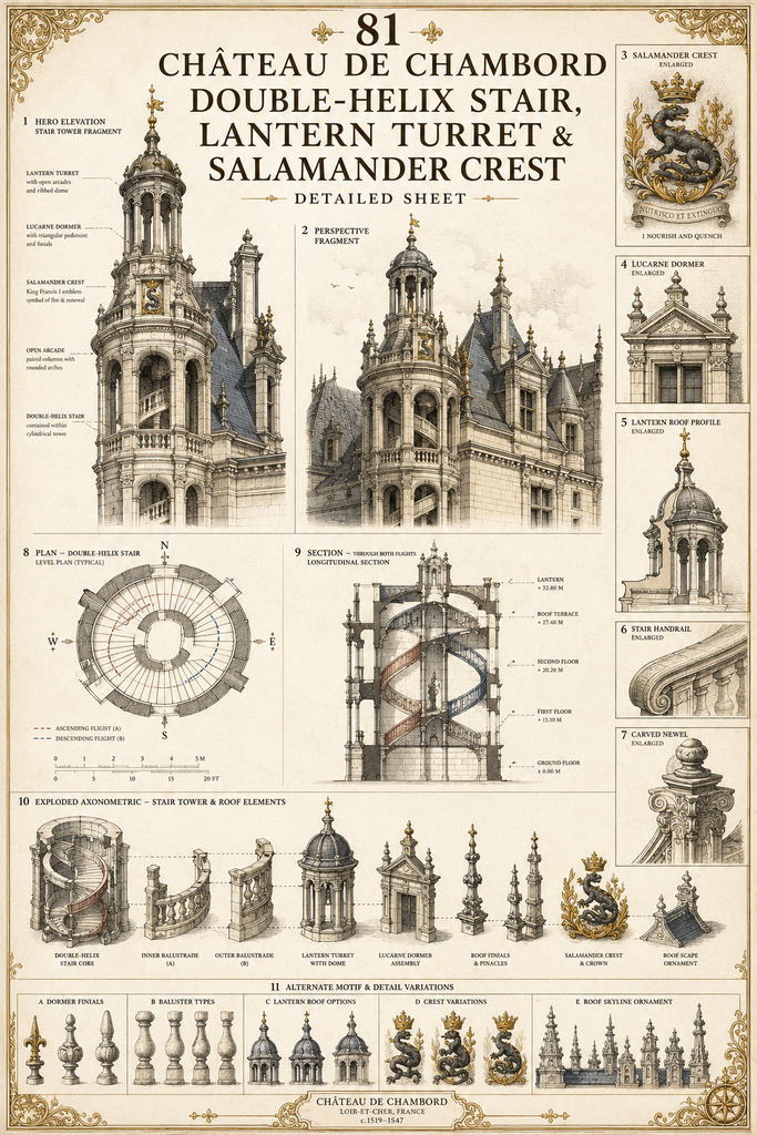 Chambord Stair Turret & Fisherman's Bastion Details | Medieval & Renaissance CAD Reference