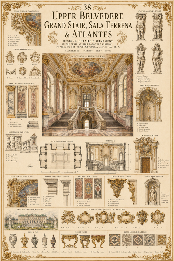 Chambord Roofline & St. Peter's Baldachin Details | French Renaissance & Baroque Sacred CAD Reference
