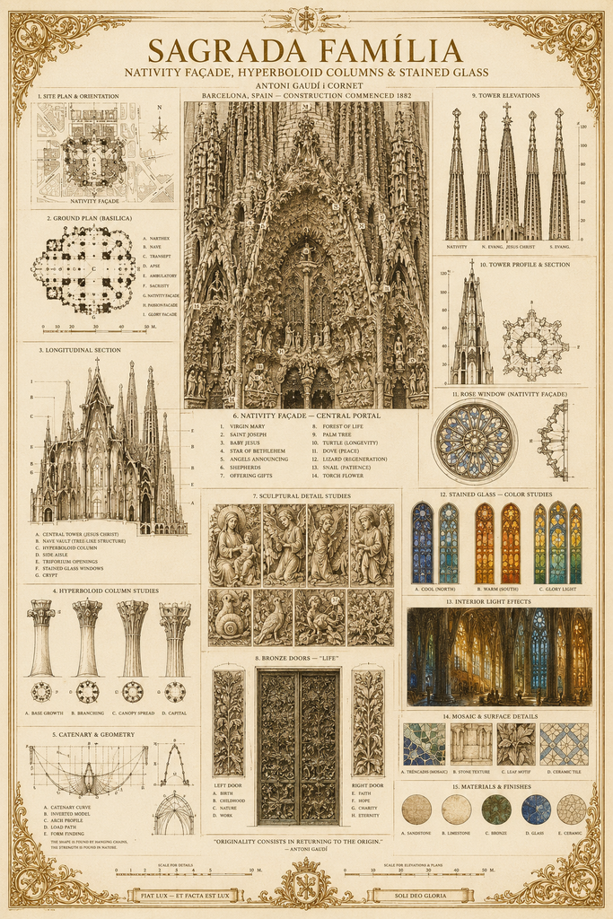 Sagrada Família & Doge's Palace Venice Details | Expressionist Gothic & Venetian CAD Reference