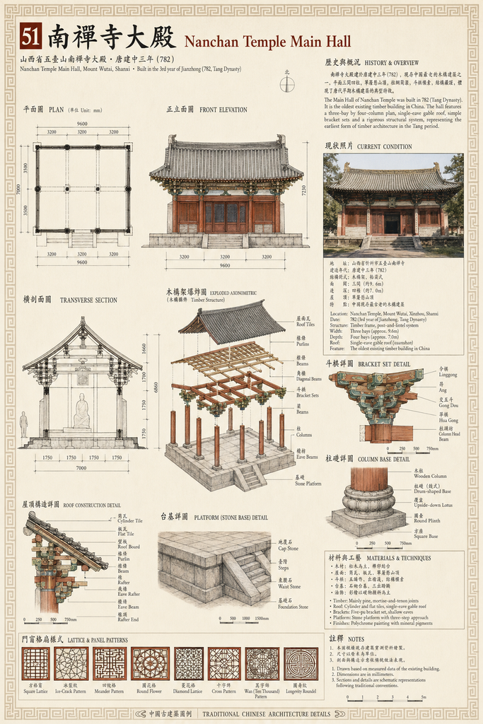 # 南禪寺大殿與懸空寺古建案例細部圖
