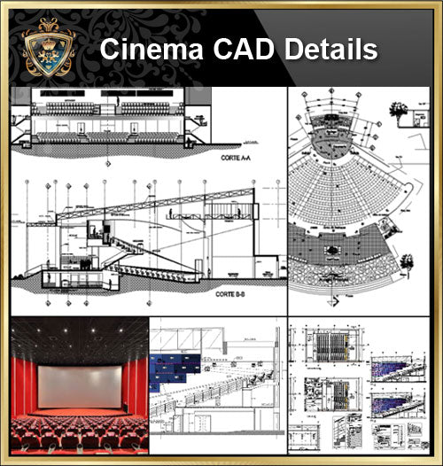 ★【Cinema, Theaters CAD Details Collection V.2】@Auditorium ,Cinema, Theaters Design,Autocad Blocks,Cinema, Theaters Details,Cinema, Theaters Section,elevation design drawings