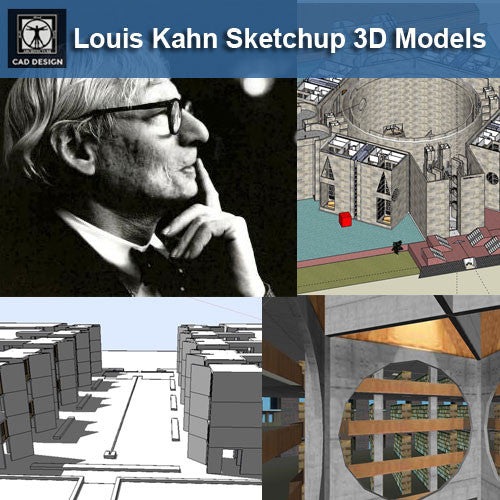 7 Projects of Louis Kahn Architecture Sketchup 3D Models