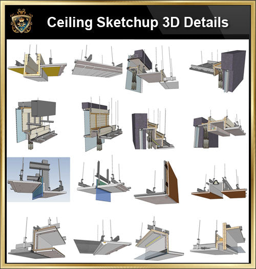 【Best 70 Types Ceiling Sketchup 3D Detail Models】Sketchup Ceiling Details,light steel frame ceiling,hard cover ceiling,plasterboard ceiling,mirror ceiling,wood veneer ceiling