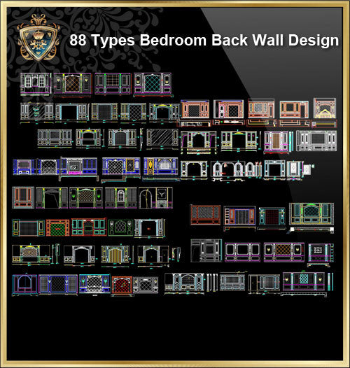 88 Types of Bedroom Back Wall Design CAD Drawings