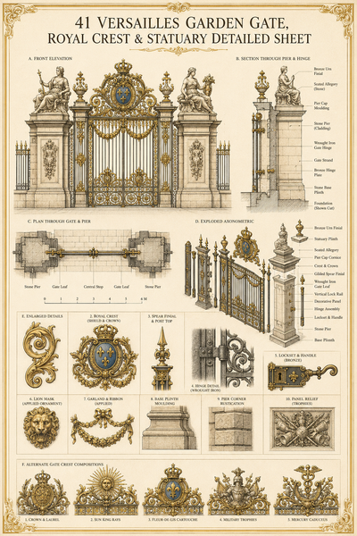 Royal Garden Gate and Gothic Rose Window Details