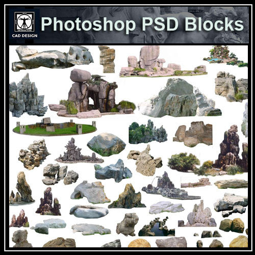 Photoshop PSD Landscape Stone 3 - CAD Design | Download CAD Drawings | AutoCAD Blocks | AutoCAD Symbols | CAD Drawings | Architecture Details│Landscape Details | See more about AutoCAD, Cad Drawing and Architecture Details