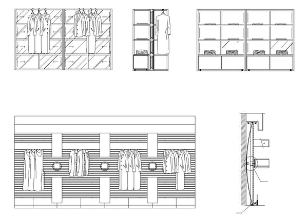 Retail Store Wall Racks Autocad Store CAD Design, Blocks & Details Elevation Collection — Retail DWG D ...