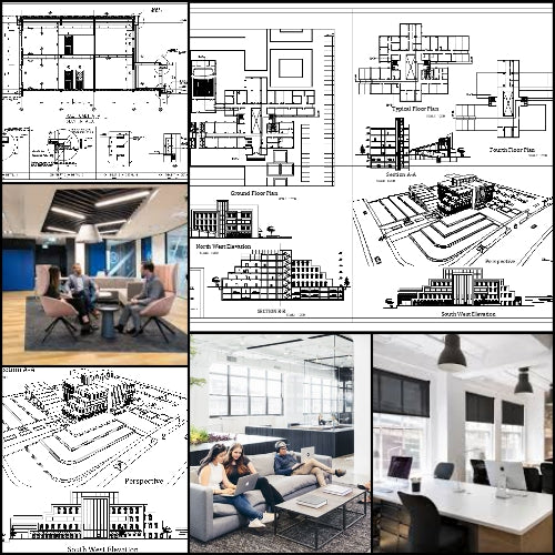 Autocad Business Example Office, Commercial building, mixed business | CAD Download – CAD Design ...