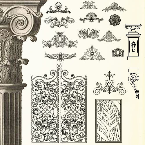 Ornamental Parts of Buildings 4 - CAD Design | Download CAD Drawings | AutoCAD Blocks | AutoCAD Symbols | CAD Drawings | Architecture Details│Landscape Details | See more about AutoCAD, Cad Drawing and Architecture Details
