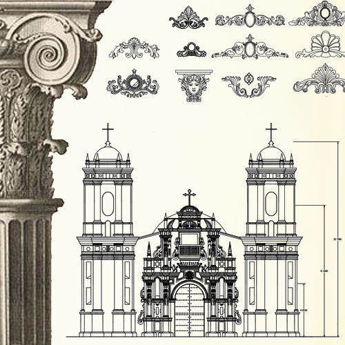 Ornamental Parts of Buildings 12 - CAD Design | Download CAD Drawings | AutoCAD Blocks | AutoCAD Symbols | CAD Drawings | Architecture Details│Landscape Details | See more about AutoCAD, Cad Drawing and Architecture Details