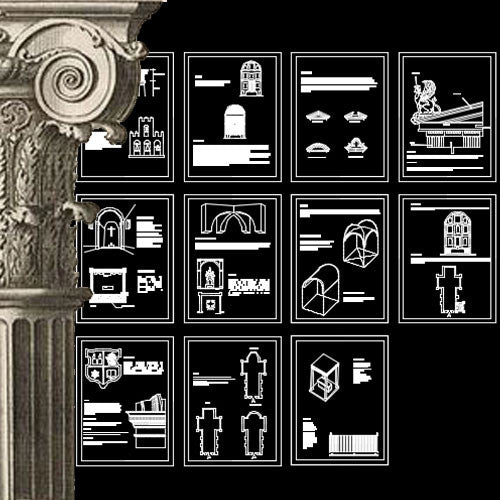 Ornamental Parts of Buildings 7 - CAD Design | Download CAD Drawings | AutoCAD Blocks | AutoCAD Symbols | CAD Drawings | Architecture Details│Landscape Details | See more about AutoCAD, Cad Drawing and Architecture Details