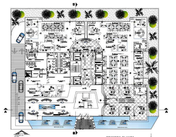 Autocad Business Example Office, Commercial building, mixed business | CAD Download – CAD Design ...