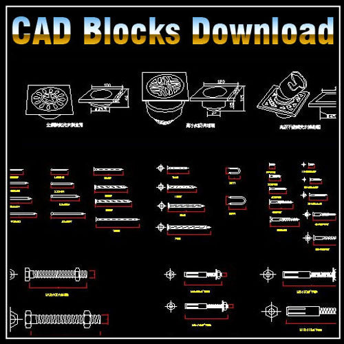 Hardware Blocks - CAD Design | Download CAD Drawings | AutoCAD Blocks | AutoCAD Symbols | CAD Drawings | Architecture Details│Landscape Details | See more about AutoCAD, Cad Drawing and Architecture Details